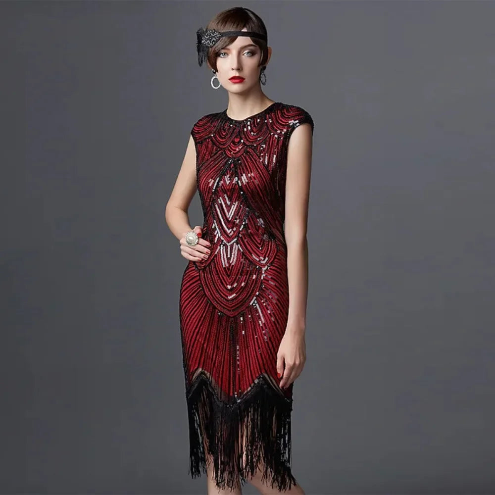 European Clothing
New European and American 1920s Retro Handmade Sequin Dress Gatsby Evening Dress Stage Performance Clothing