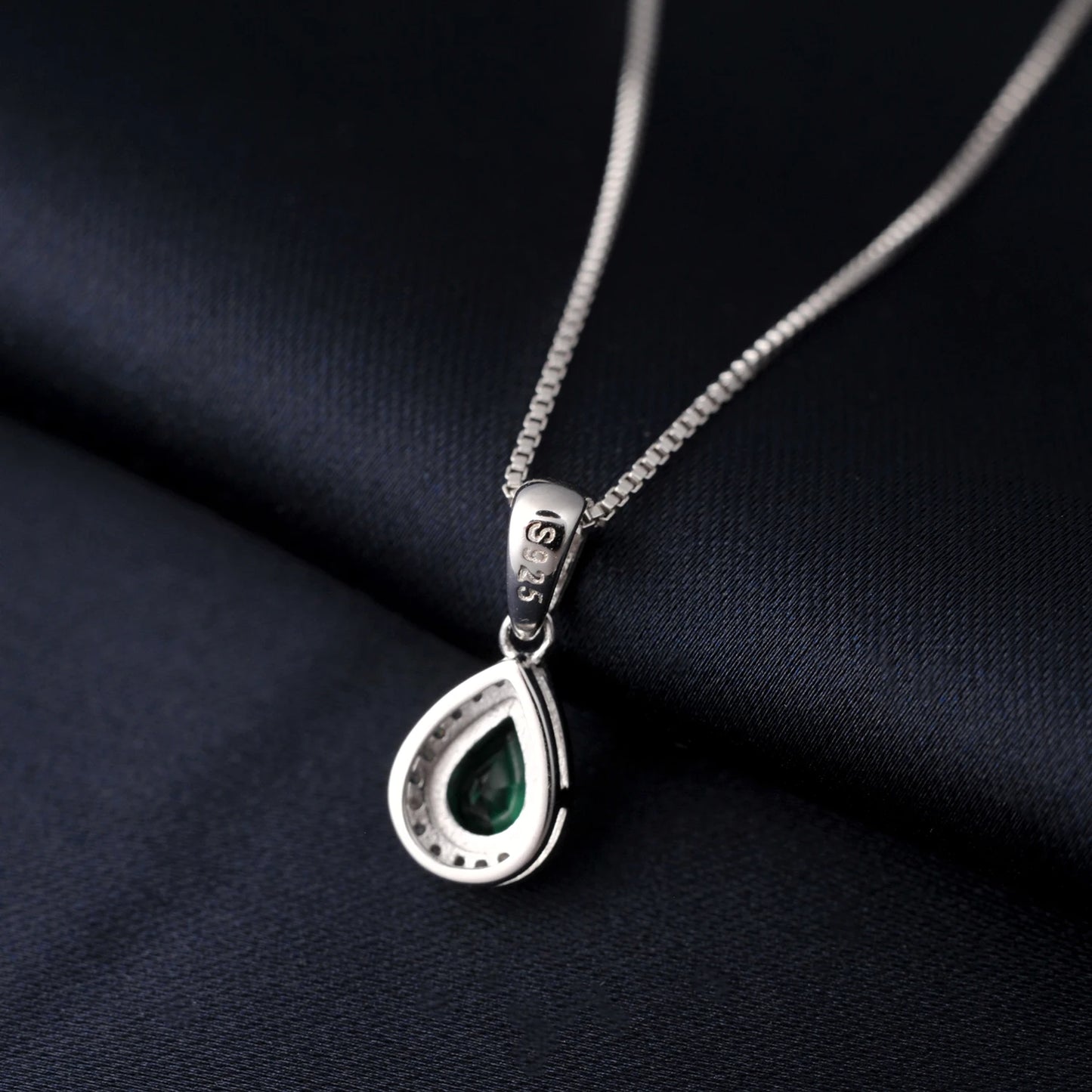 Necklaces Women Potiy Pear Simulated Nano Emerald 925 Sterling Silver Pendant Necklace no Chain Women Gemstone Statement Daily mini cute gift