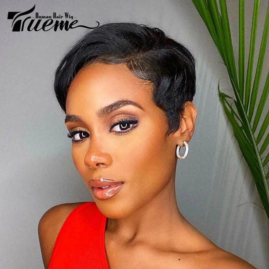 Hair Extensions and Wigs
Trueme Short Pixie Cut Lace Wig Colored Brazilian Lace Front Human Hair Wigs Ombre Blonde Brown Part Lace Human Wigs For Women