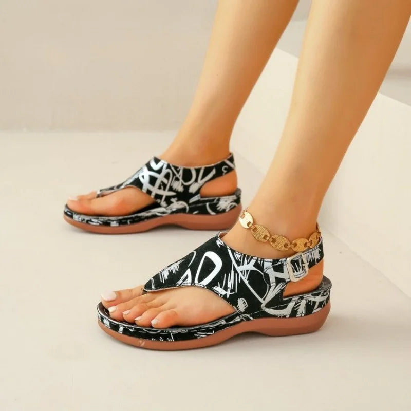 WOMEN SANDALS Sandals Orthopedic Wedge Heels Sandals 2023 Summer New Fashion Buckle Shoes for Women Beach Flip Flops Zapatos De Mujer