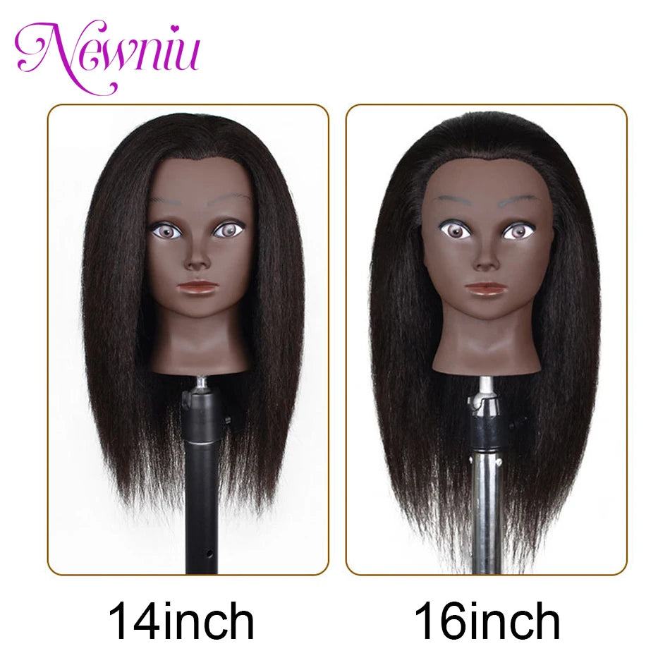 Hair Extensions and Wigs
Afro Mannequin Heads With 100%Real Hair With Adjustable Tripod Hairdressing Dolls Training Head For Practice Styling Braiding