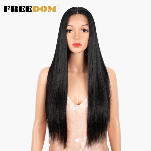 Hair Extensions and Wigs
FREEDOM Synthetic Lace Front Wig 28 Inch Long Straight Hair Wigs Soft Red Blonde Lace Front Wigs For Black Women Cosplay Wigs