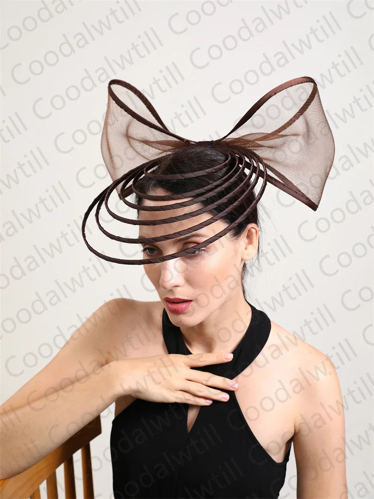 Hat Elegant Fascinator For Women Wedding Hat Heaband Ladies Derby Race Luxury Designer Headwear With Bow Hair Accessories Hair Clips