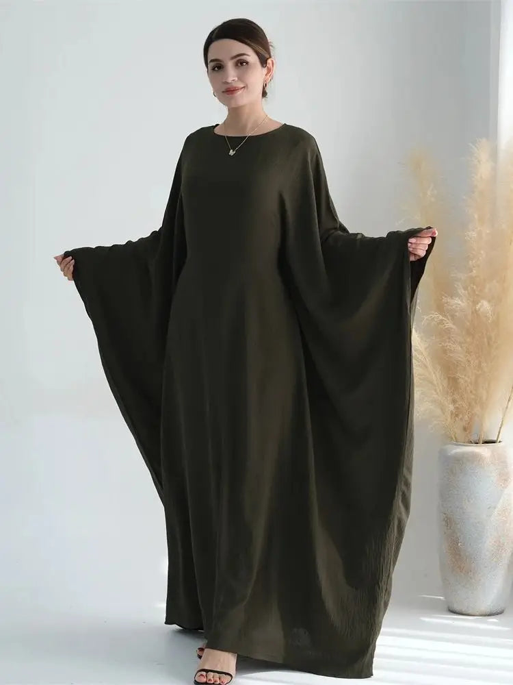 Ramadan Eid Crepe Batwing Butterfly Modest Abaya Dubai Luxury 2024 Muslim Jersey Hijabs Kaftan Dress For Women Kebaya Vestidos