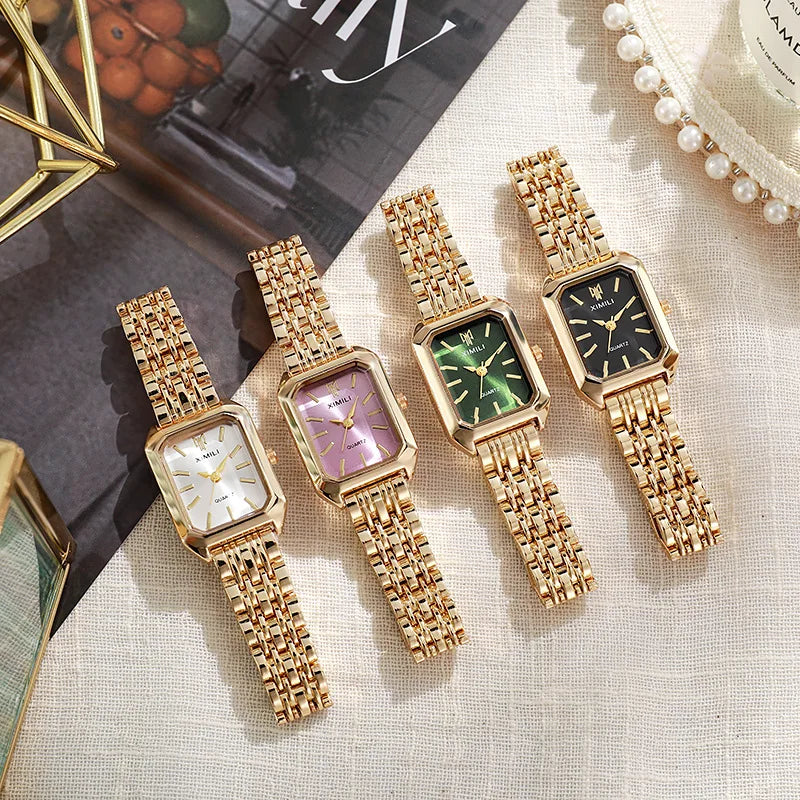 Women Watch Hot Brand Stainless Steel Strap Watch Women Luxury Gift Quartz Wristwatch Student Fashion Simple Square Quartz Watches