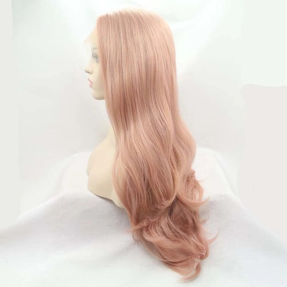 Hair Extensions and Wigs
Sylvia Wig Synthetic T Lace Front Wigs Peach Pink Wig Long Wavy Wig Heat Resistant Fiber Long Wavy Wigs