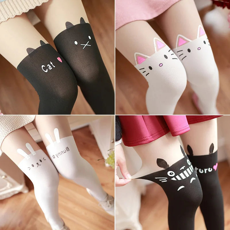 Tights 
Cartoon Cat Thigh Stockings School Girl Stockings Cute Over Knee Socks Pantyhose Japanese Lolita Retro White Hot Classic Tights