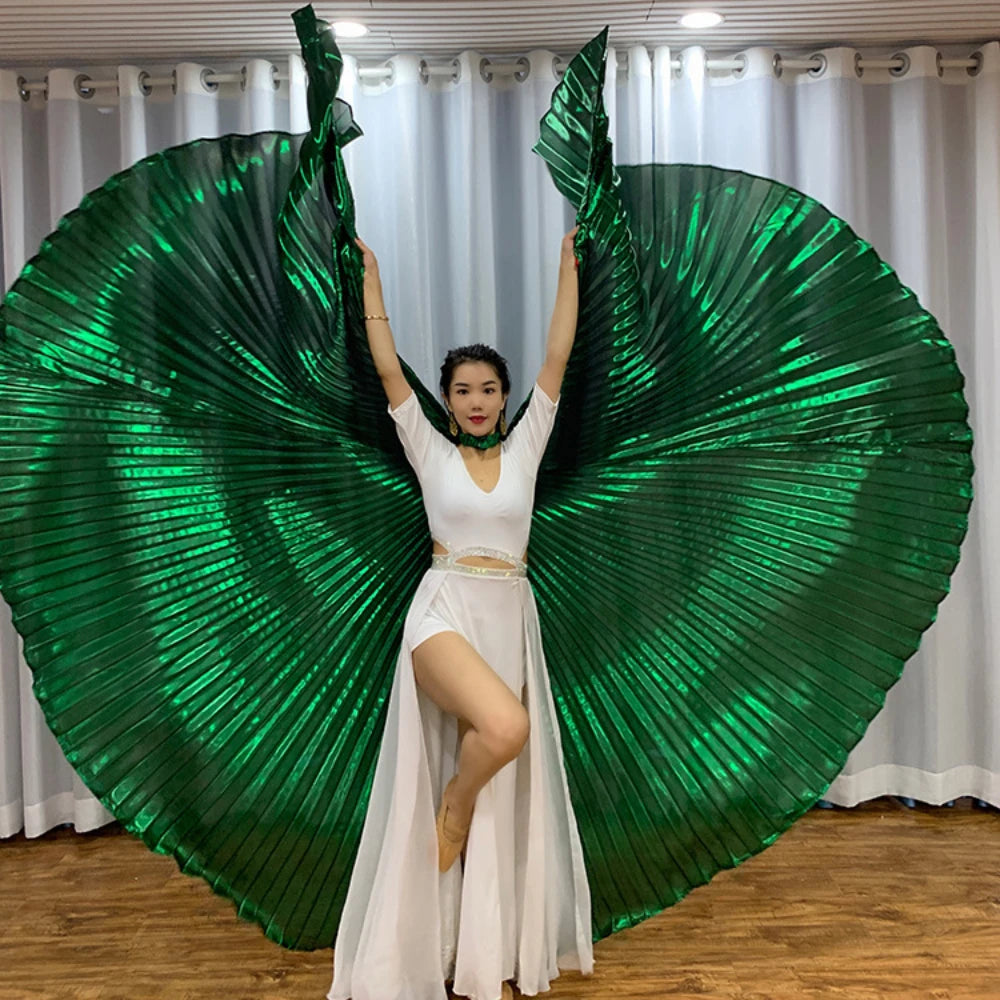 dancers  
Adult Semi-transparent Oriental Dance Props Costume Plus Size Perform Belly Dance Isis Wings 360 Degree Gold Wings Large Version