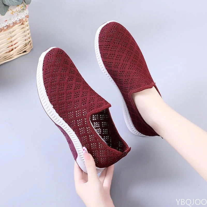 Sneaker women New Fashion Mesh Shoes Women Shoes Mesh Sports Shoes Breathable Flats Soft Sole Casual Sneakers