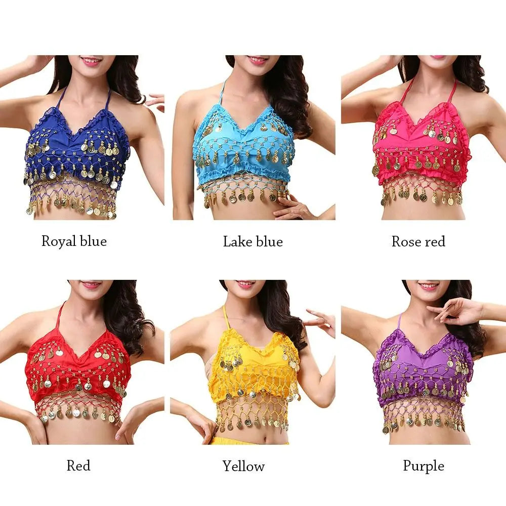 dancers  
Belly Dance Bra Sequined Beaded Top Sexy Dancing Costume Festival Club Party Fringe Costume