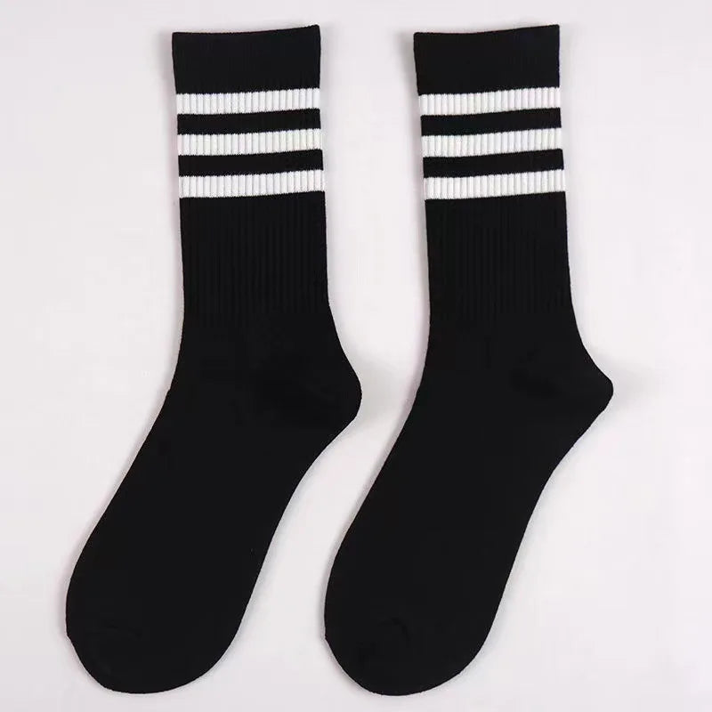 Stockings 
Men's and women's classic socks striped Japanese department college style sports students black and white stockings 1 pair