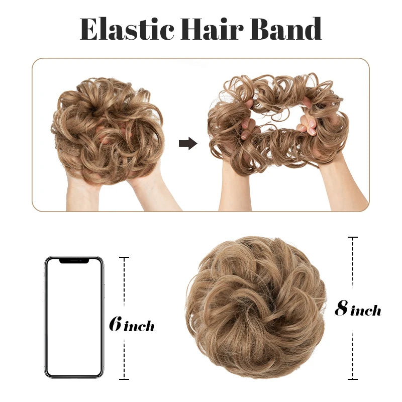 Hair Extensions and Wigs
Synthetic Messy hair piece Daily Use Chignon Scrunchies Fake Elastic Hairpiece Blonde Brown Donut Bun For Women H9