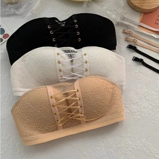 bras
Non-Slip Bra Lace Tube Top Seamless Wireless Small Chest Push up Adjustable Sexy Beauty Back Underwear for Women