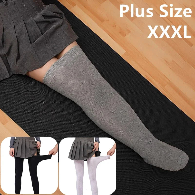 Stockings 
Large Over Size Ladies Thigh High Long Socks Plus Size Women Knee Sock Black White Striped Stockings Leg Warmers XXXL XXXXL 5XL