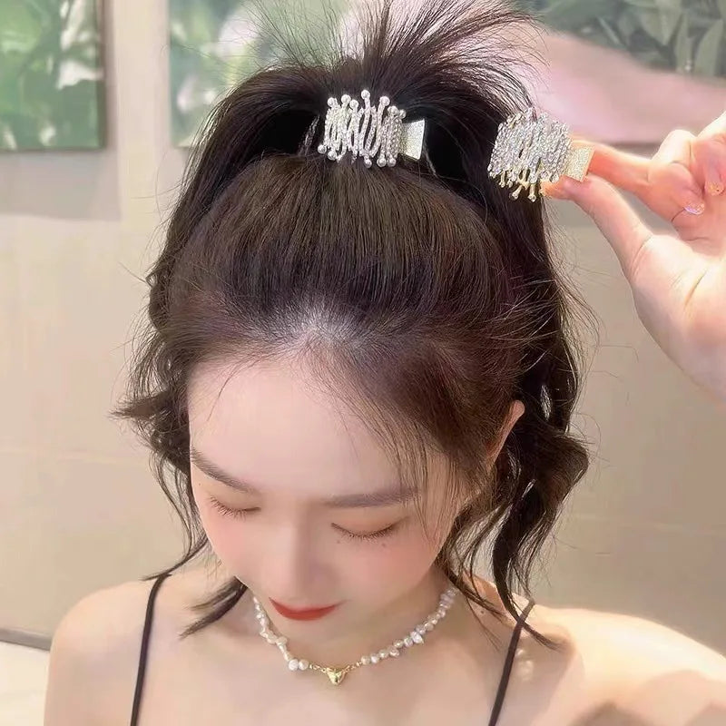 Elegant Look Fashion Zircon Pearl Metal Hair Claw High Ponytail Holder for Women Girls 2022 New Trendy Korea Luxury Hair Clip Accessories