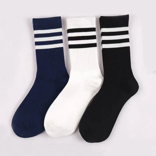 Stockings 
Men's and women's classic socks striped Japanese department college style sports students black and white stockings 1 pair