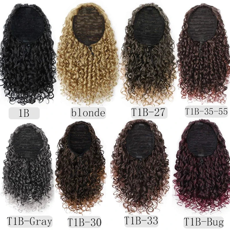 Hair Extensions and Wigs
Short Afro Curly Drawstring Ponytail Extensions 14 Inch Kinky Curly Hairpiece Fake Tail Ombre Synthetic Curly Fasle Horse Tail