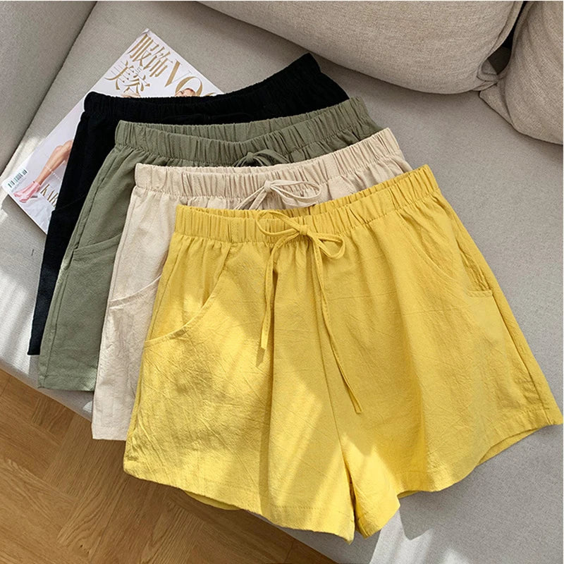 Shorts Casual Linen Shorts Women Gym Workout Shorts Cotton Short Pants High Waisted Black Ladies Short Femme Women Shorts Sport Femme