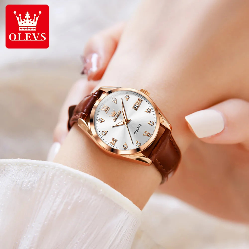 Women Watch OLEVS 5522 Calendar Quartz Watch For Women Original Top Brand Waterproof Ladies Wristwatch Diamond Fashion Classic Woman Watches