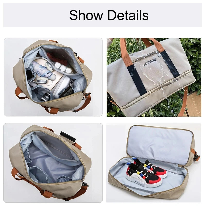 Travel Bag BWBW Fashion Men Women Large Capacity Travel Bag Large Capacity Men Sports Bag Waterproof Women Messenger Bag Wet and Dry