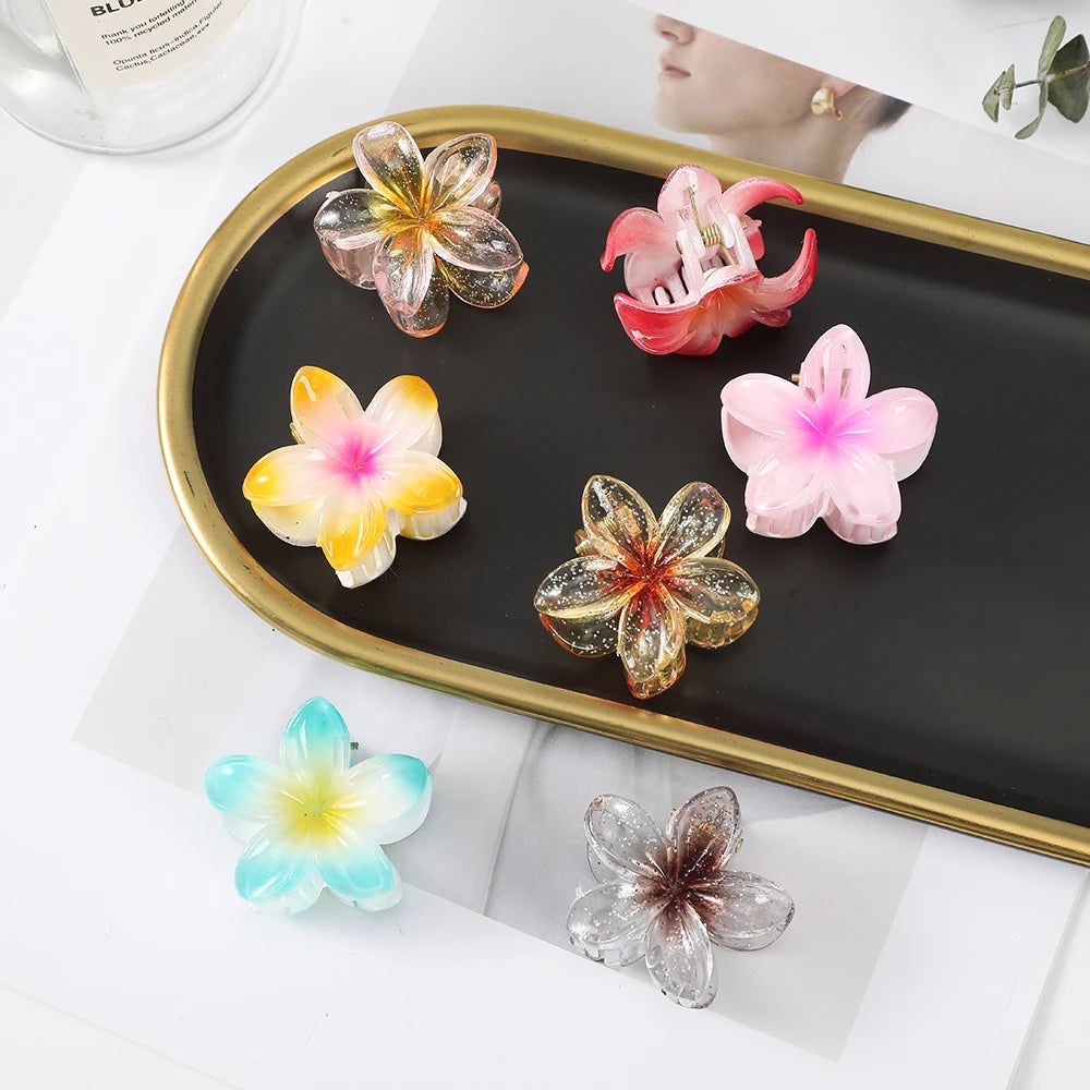 Elegant Look 2pcs/set Flower Hair Pin Claws For Girls Korean Hairpin Hair Claw Hair Clip Women Sweet Hair Accessories Small Size Hair Claw