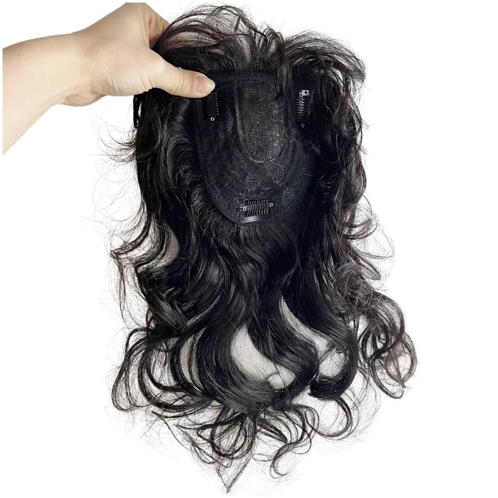 Hair Extensions and Wigs
Natural Body Wavy Clip in Human Hair Topper for Women #1B Soft Hairpiece Extension for Mild Woman Increase Hair Volume Remy