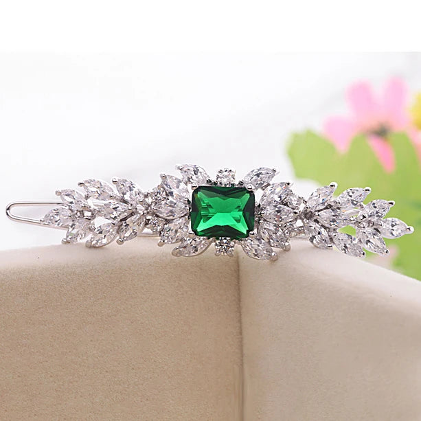 Elegant Look LUOTEEMI Korean Luxury Fashion Simulated Gemstones Hair Clips for Women Bridal Wedding Hair Accessaries Ceremoney Birthday Gifts