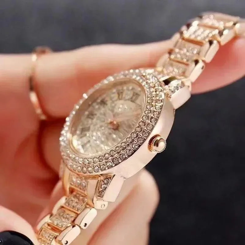 Women Watch  Full Diamond Top Luxury Brand Quartz Steel Watches For Ladies Punk Elegant Zircon Crystal Fashion Wristwatch Clock