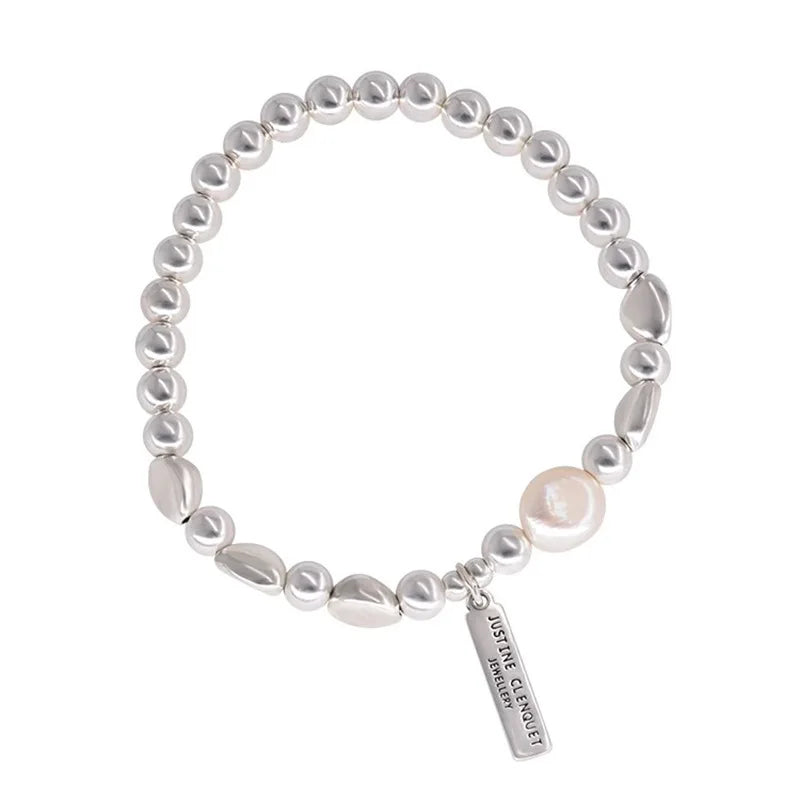 Bracelets Luxury Woman 925 Sterling Silver Pearl Bracelets for Women Trend Korean Irregular Luxury Silver Bead Chain Bracelets Party Jewelry Gift