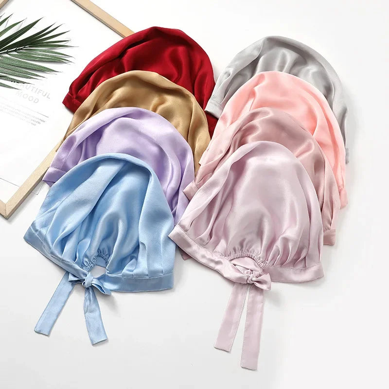 Elegant Look 100% Silk Bonnet For Women  Mulberry Silk Turban For Hair Sleeping Night Cap Hair Loss Sleep Natual Pure Silk Hair Wrap Headwrap