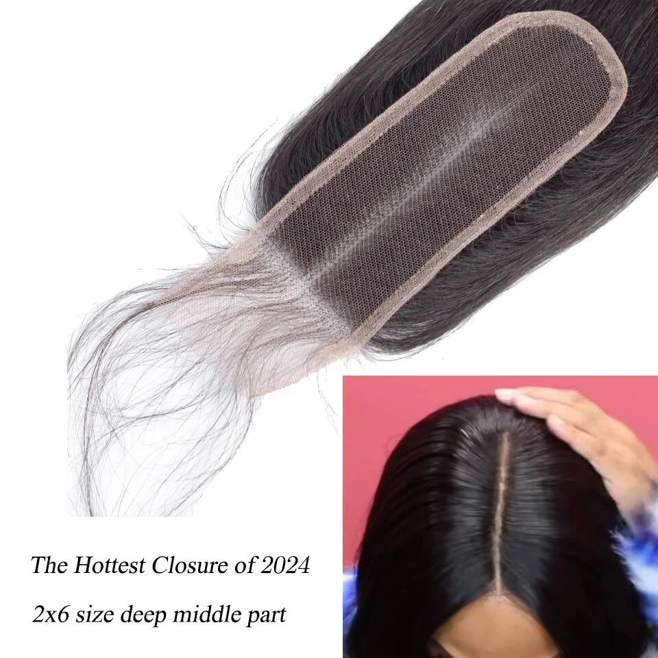 Hair Extensions and Wigs
Queenlike 30inch Straight Human Hair Bundles With Closure Brazilian Raw Hair Weave Bundles With 2x6 Deep Kim Closure and Bundles