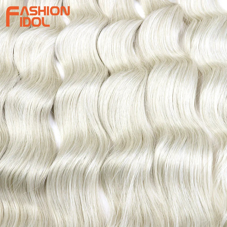 Hair Extensions and Wigs
FASHION IDOL Lena Hair Synthetic Deep Wave Braiding Hair Extensions 24 Inch Water Wave Crochet Braid Hair Ombre Blonde Fake Hair