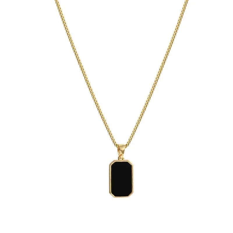 Necklaces Women Fashion Square Necklace for Women Korean Black Geometric Pendant Necklace Collar Neck Gold Color Chain Charm Jewelry Party Gift