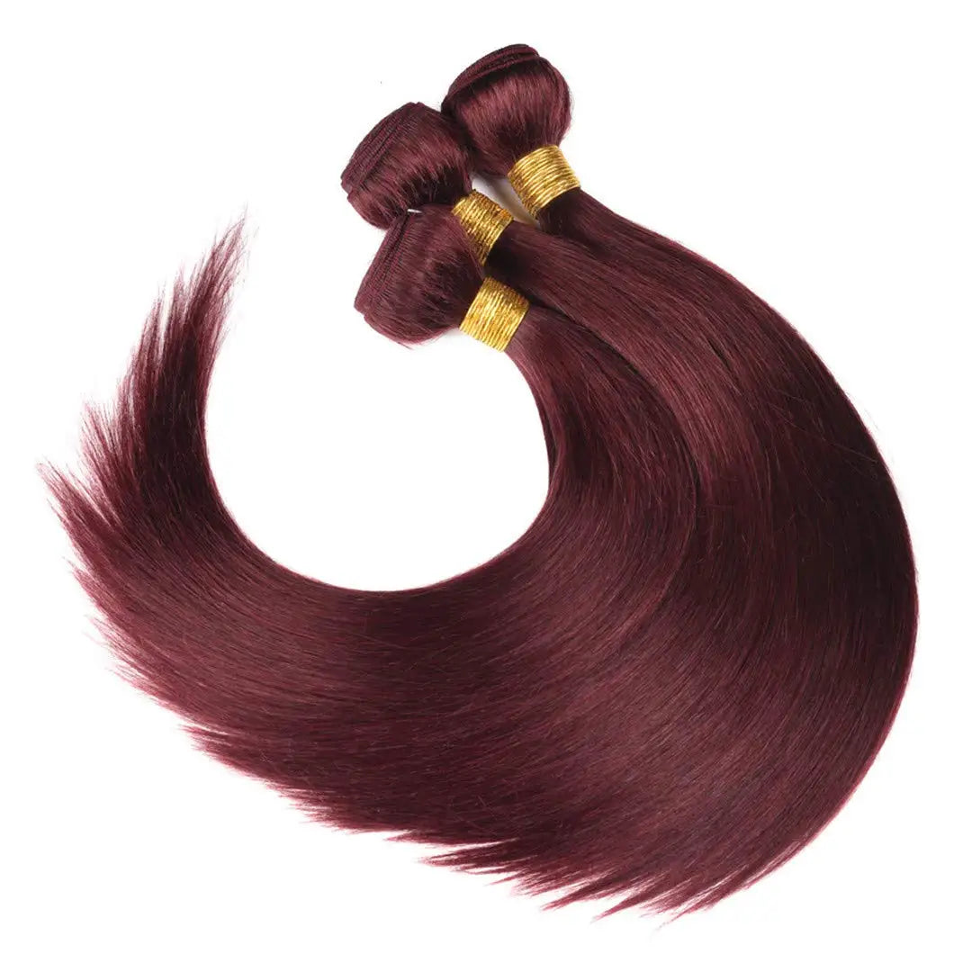 Hair Extensions and Wigs
Wine Red #99J Remy Human Hair Weave 16-28 inch Long Silky Straight  Unprocessed Virgin Brazilian Hair Weft Extensions for Women