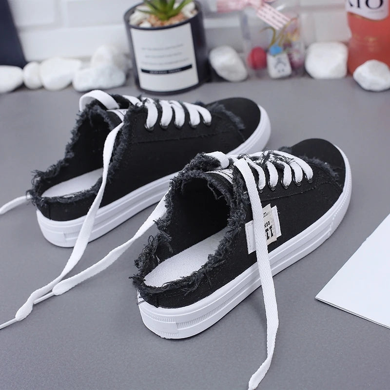 Sneaker women Canvas Shoes flat sneakers women casual shoes low upper lace up white shoes