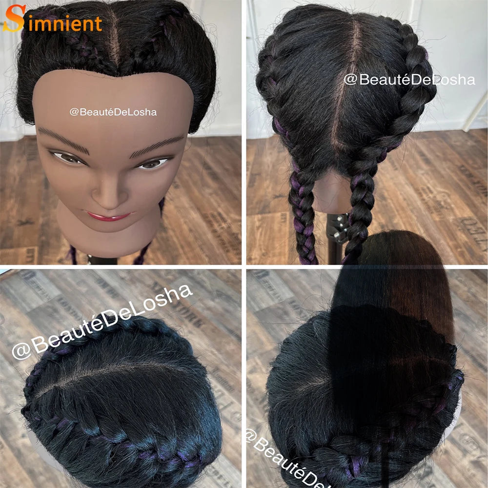 Hair Extensions and Wigs
African Mannequin Head 100%Real Hair Hairdresser Training Head With Tripod  Manikin Cosmetology Doll Head For Braiding Styling