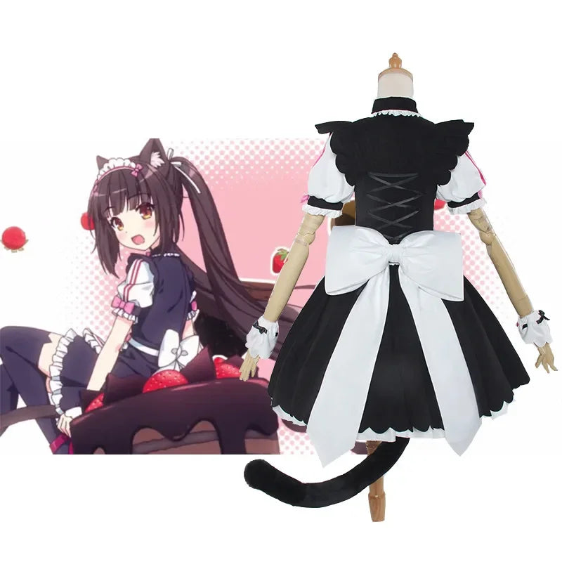 Exotic 
Game Cosplay Cat-girl Paradise NEKOPARA Vanilla Cosplay Costume Woman Maid Outfits Dress+Headwear+Ears+Socks Sexy Costumes