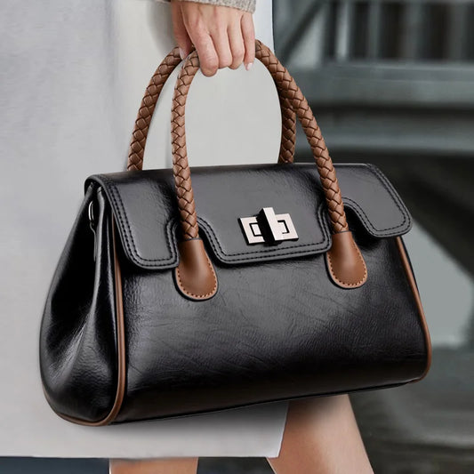 Handbags High Quality Soft Leather Women's Handbag Luxury Designer Girl Boston Bag Luxury Large Capacity Shoulder Bags Sac A Main