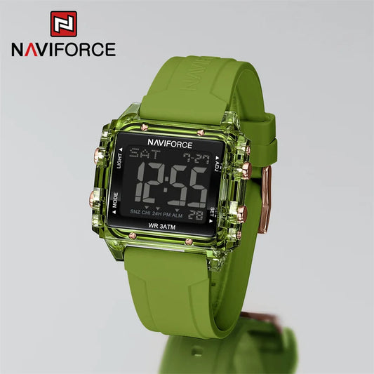 Women Watch NAVIFORCE New Women Electronic Watches Fashion Simple Fumed Silica Bracelet Wristwatches Waterproof Sport Clock Relogio Feminino