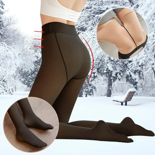 Tights 
Women Sexy Translucent Tights High Waist Elasticity Pantyhose Plus Velvet Warm Slim Winter Tights Women Streetwear