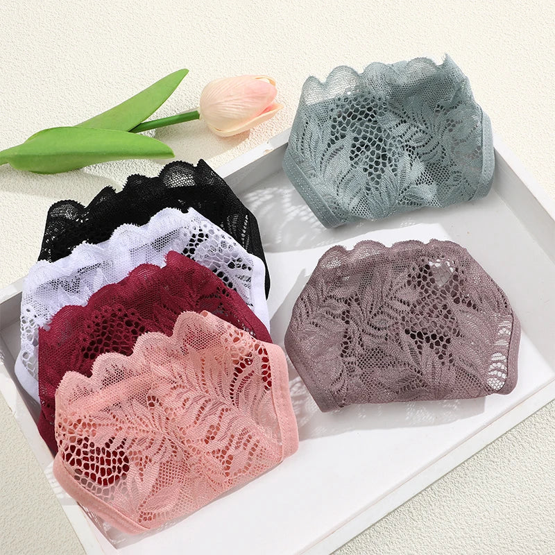 Panties
6Pcs/Set Lace Thong For Women Low Rise Soft Intimates Lingerie Sexy Lace Panties Color Ladies Comfortable Underpants Girls Panty