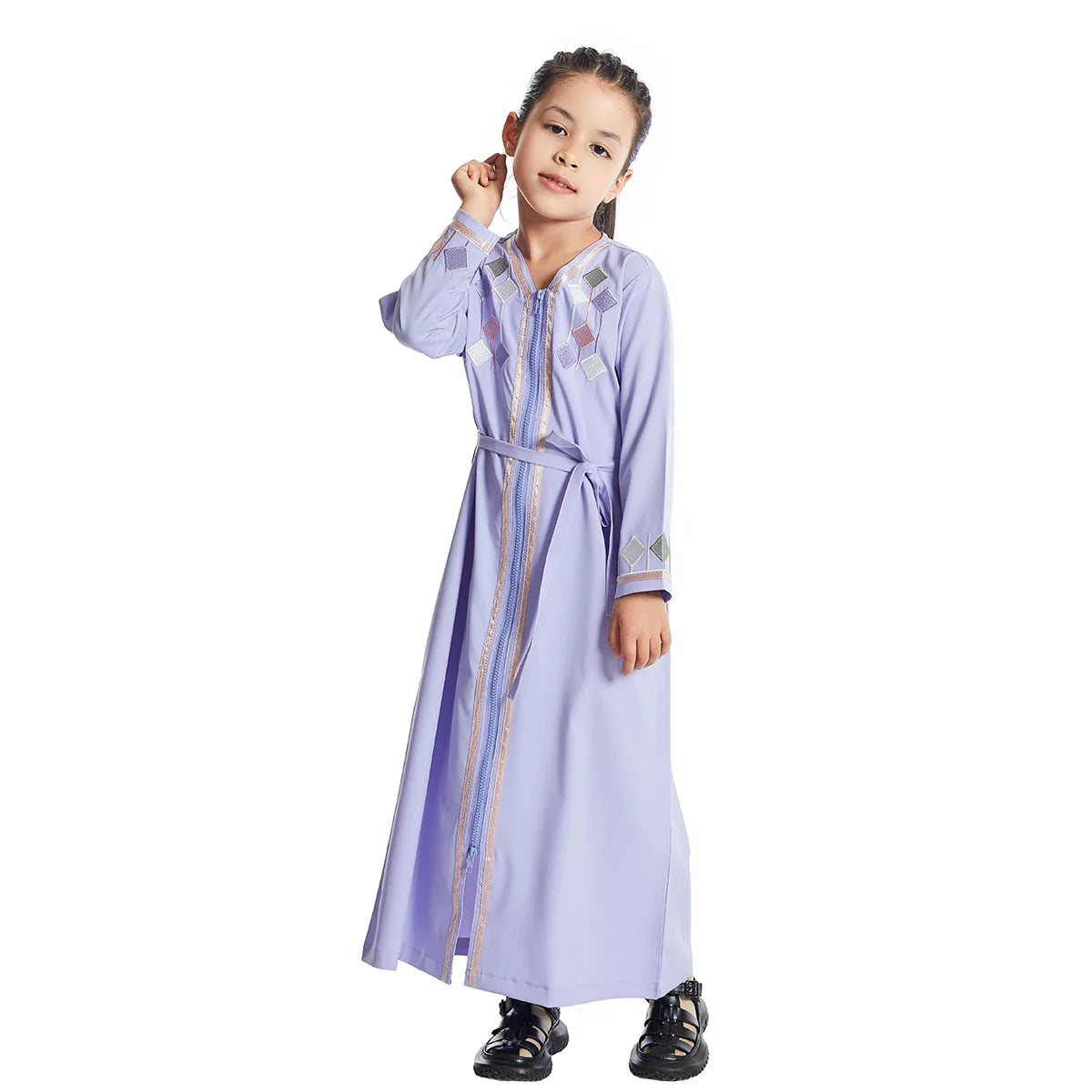 India and Pakistan Clothing 
Children Robe w/ Long Sleeves Teenager Muslim Clothing Girls Kaftan Islamic Middle East Arab Jubba Thobe for Four Seasons