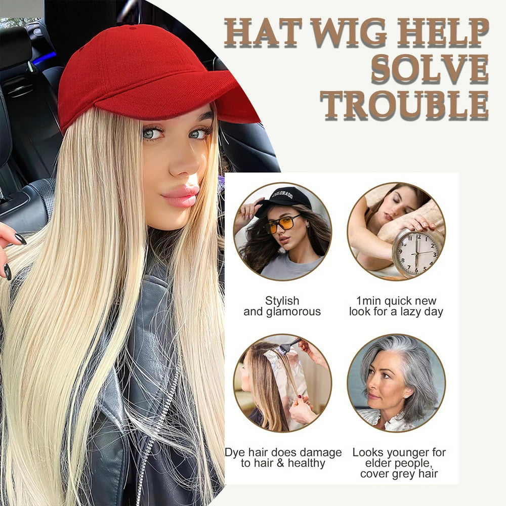 Hair Extensions and Wigs
Hat Wig, Baseball Hats Wigs For Women, Synthetic Long Straight Hair With Hat Cap Attached, Hat And Wig, Natural Look