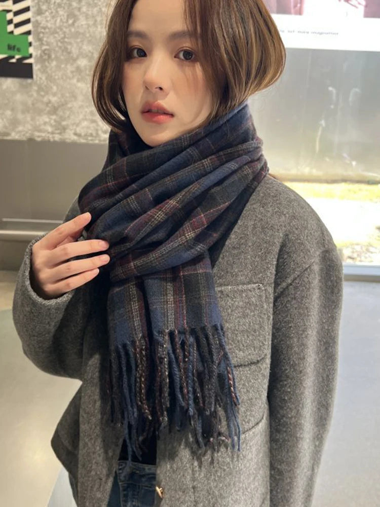 New High Quality Imitation Cashmere Women Scarf Winter Preppy Style Vintage Plaid Scarve Pashmina Mujer Foulard Blanket Wrap Shawl Pareo