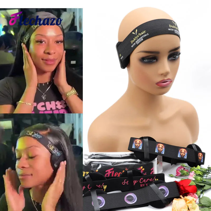 Hair Extensions and Wigs
Lace Melt Band With Ear Protector 10-50Pcs Customized Logo Adjustable Elastic Band For Edges Wig Headband Edge Hair Band