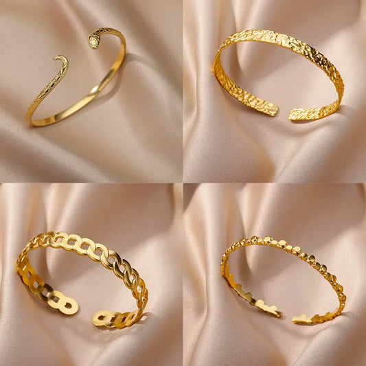 Bracelets Luxury Woman Snake Bracelet for Women Men Vintage Gold Color Stainless Steel Bracelet Luxury Cuff Bracelets Aesthetic Jewelry pulseras mujer