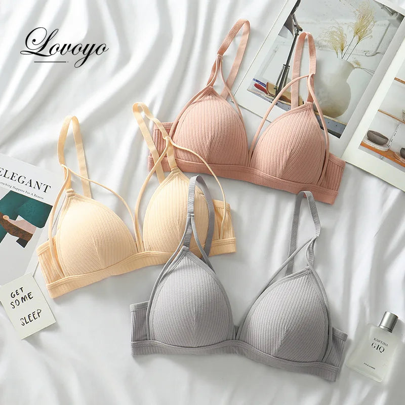 bras
Sexy Women Bra Wire Free Brassiere Push Up Lingerie French Triangle Cup Bra Underwear Thread Top Female Intimates Bralette