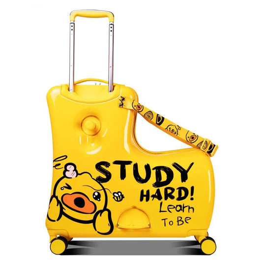 Travel Bag Cute Pony Cartoon Children Suitcases Can Sit and Ride Kids Travel Suitcase 20" Inch Carry on Luggage with Wheels Trolley Case