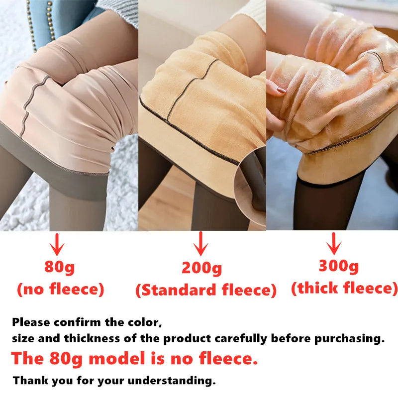 Tights 
Winter Warm Fleece Lined Tights Pantyhose Women Warm Socks High Waist Thermal Stocking Insulated Pants Fake Translucent Leggings