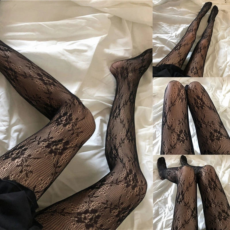 Tights 
Sexy Womens Long Fishnet Stockings Pantyhose Floral Sheer Mesh Tights Lingerie